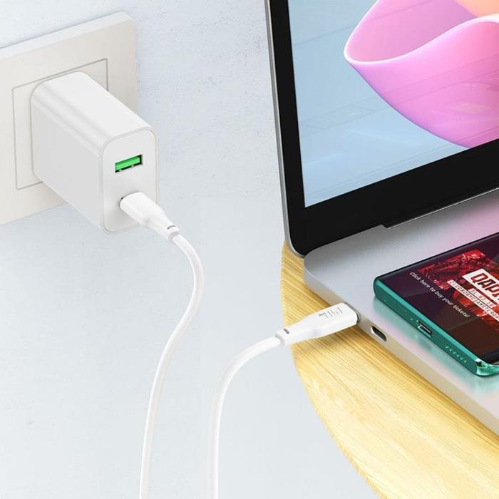 Hoco - Hoco USB-C till USB-C 100W 2m 3A Kabel X93 - Vit