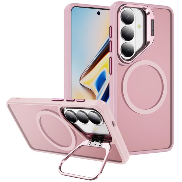 OEM - Mobilskal för Samsung Galaxy S26 Magnetiskt Plast Kickstand - Transparent Rosa