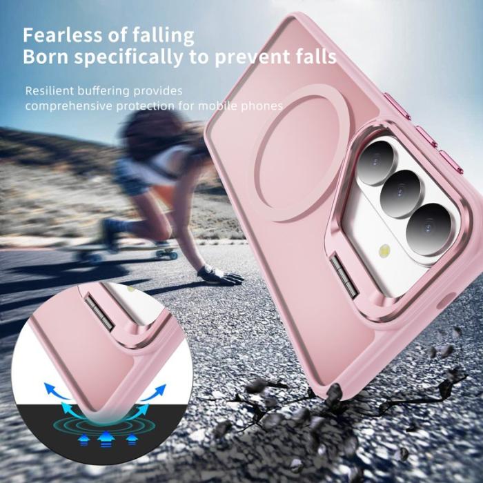 OEM - Mobilskal för Samsung Galaxy S26 Magnetiskt Plast Kickstand - Transparent Rosa