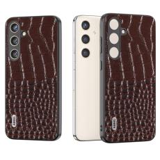 ABEEL - ABEEL Mobilskal till Samsung Galaxy S24+ &Auml;kta L&auml;der Krokodil Textur - Brun