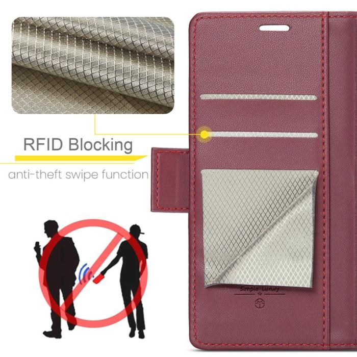 Caseme - CASEME 023 Konstläder Plånboksfodral till Samsung Galaxy S25 Edge RFID-Skydd Röd