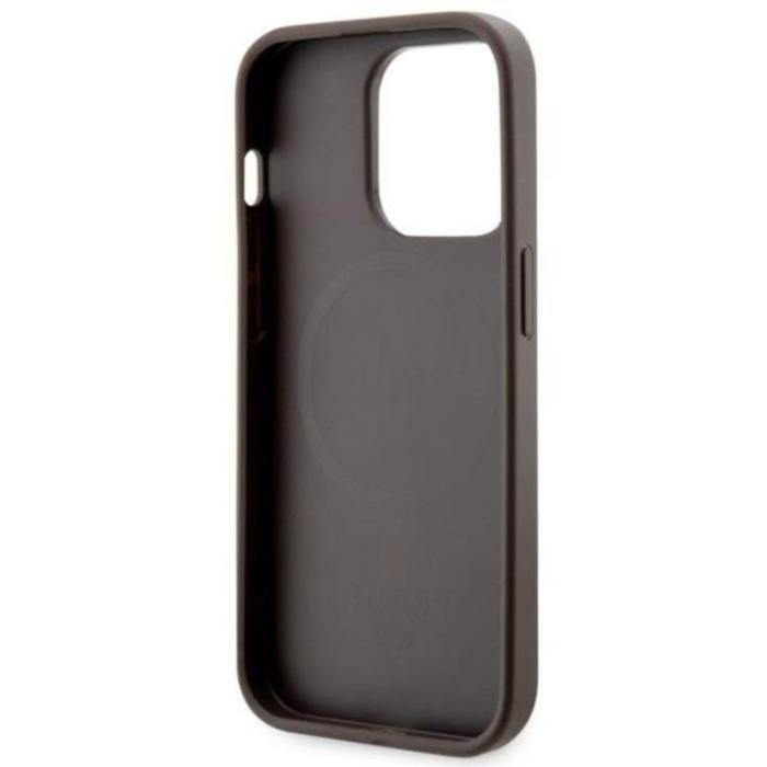 Guess - Guess iPhone 14 Pro Mobilskal MagSafe Printed Stripes Brun
