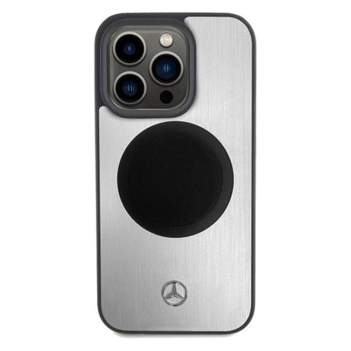 Mercedes - Mercedes iPhone 15 Pro Mobilskal MagSafe Läder & Alu - Silver