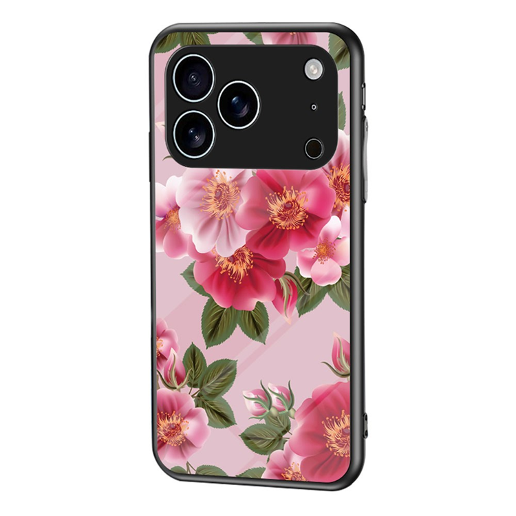 iPhone 17 Pro Max Mobilskal Floral Pattern TPU + Härdat Glas - Rosa | 2353 | AlltMobil