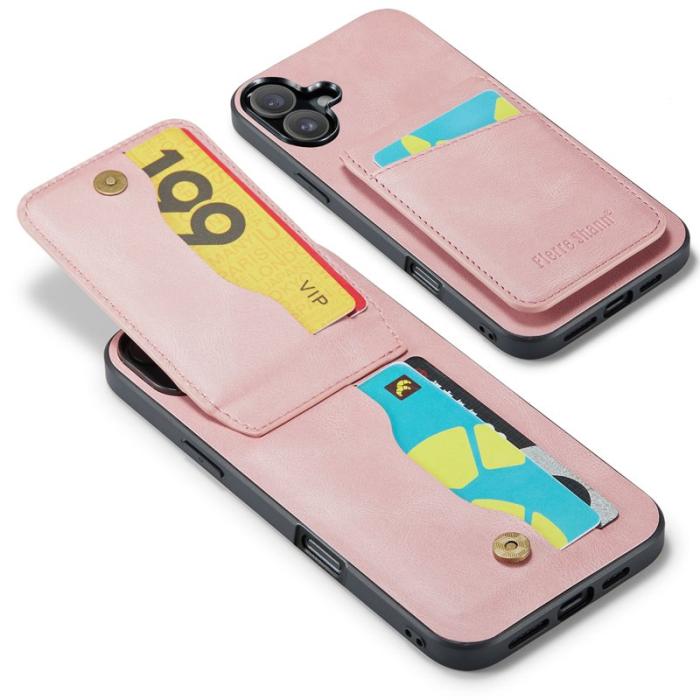 FIERRE SHANN - FIERRE SHANN 023 iPhone 16 Plus Fodral KonstLäder - Rosa