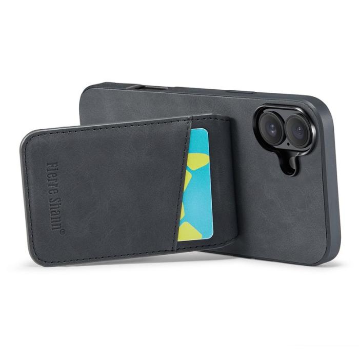 FIERRE SHANN - FIERRE SHANN 023 iPhone 16 Plus Fodral KonstLäder - Svart