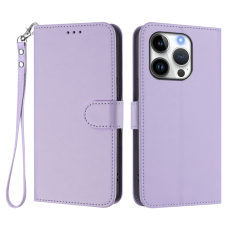 A-One Brand - iPhone 15 Pro Plånboksfodral Läder med Handledsrem - Ljuslila