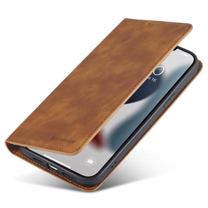 FORWENW - FORWENW Fantasy Series iPhone 15 Plånboksfodral Konstläder - Brun
