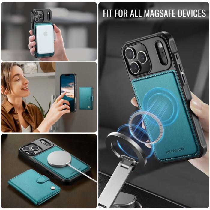JEEHOOD - JEEHOOD J09 Mobilskal till iPhone 17 Pro RFID Låsfunktion Läder Grön