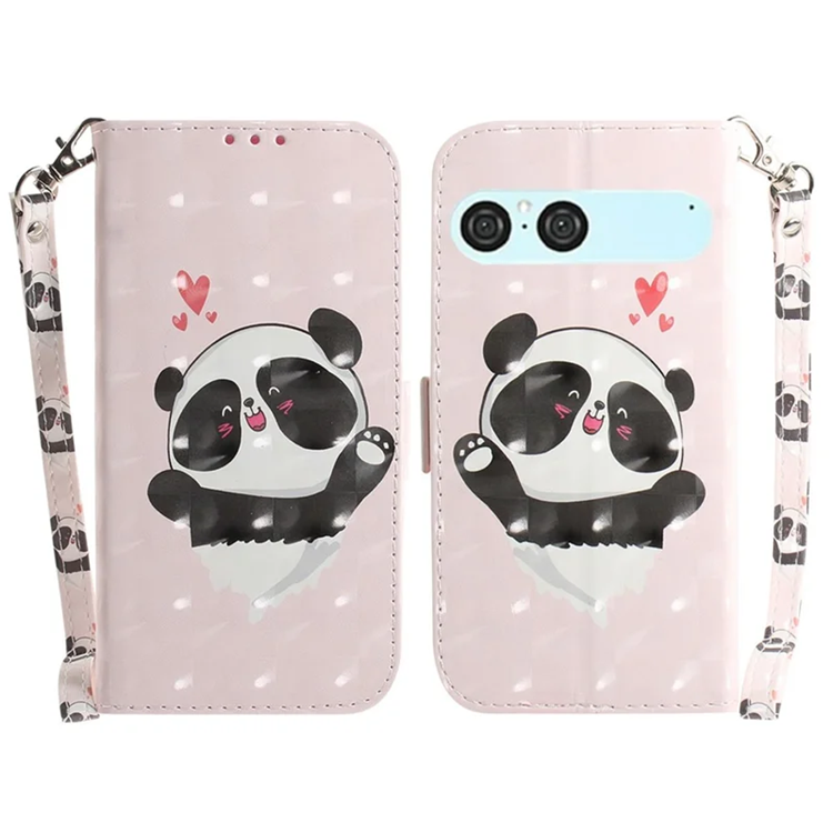 Sony Xperia 10 VII Konstläder Plånboksfodral med Handledsrem - Love Panda | 2353 | AlltMobil