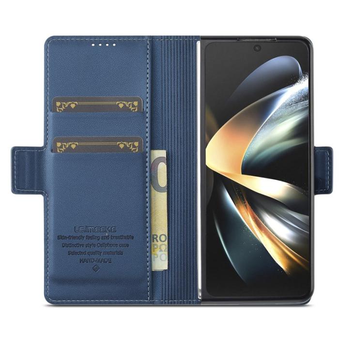 LC.imeeke - LC.IMEEKE L1 för Samsung Galaxy Z Fold3 5G Konstläder Plånboksfodral - Blå