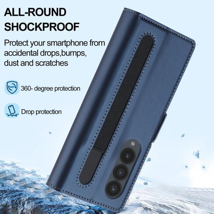 LC.imeeke - LC.IMEEKE L1 för Samsung Galaxy Z Fold3 5G Konstläder Plånboksfodral - Blå
