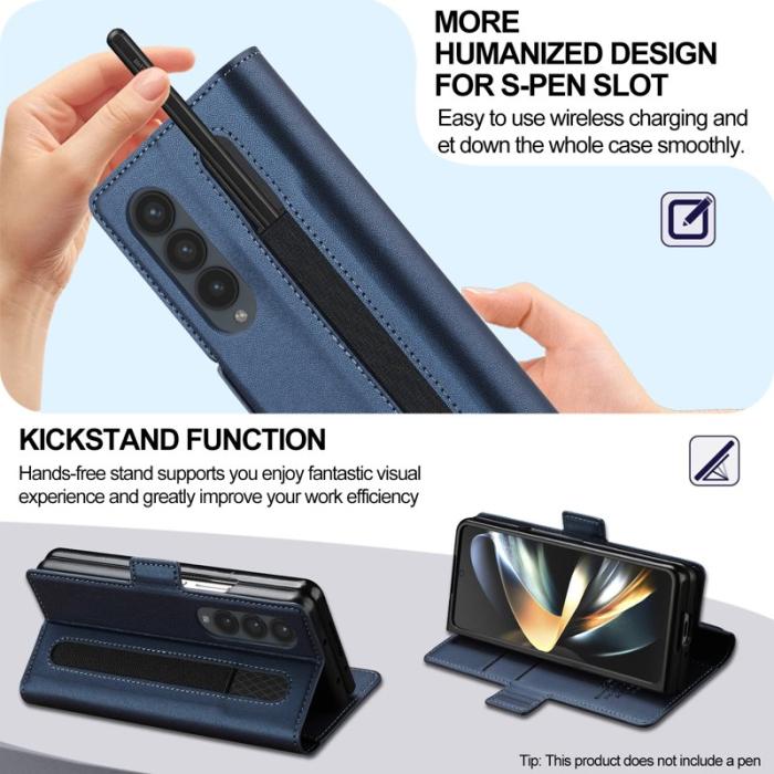 LC.imeeke - LC.IMEEKE L1 för Samsung Galaxy Z Fold3 5G Konstläder Plånboksfodral - Blå