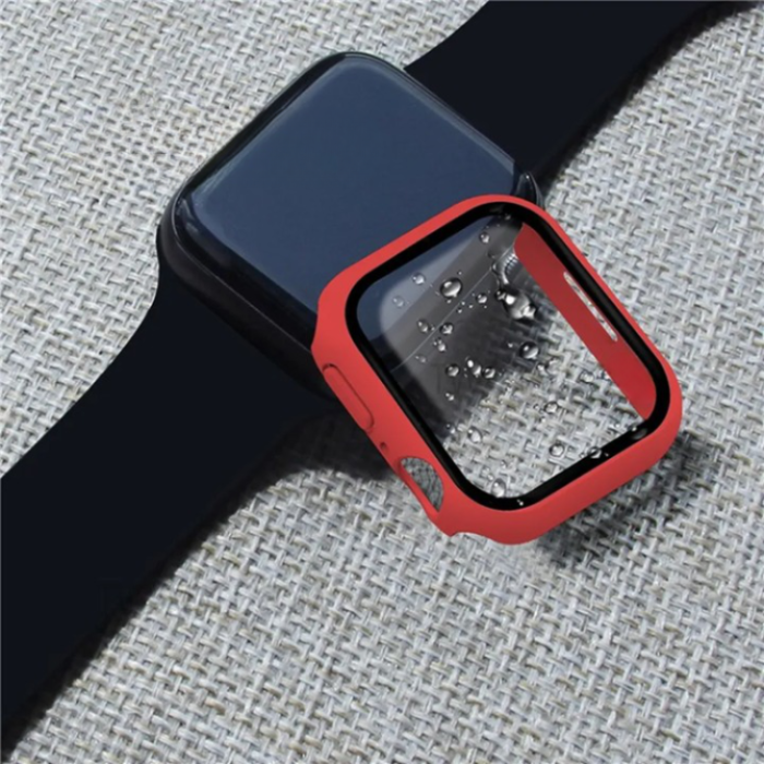 OEM - 2-i-1 Skal med Hädat glas Apple Watch 7/8 (45mm) - Röd