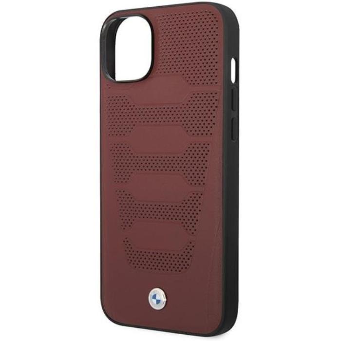 BMW - BMW iPhone 14 Mobilskal Läder Seats Pattern - Burgundy