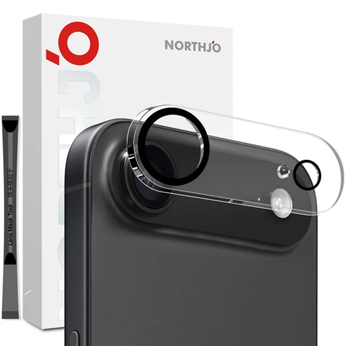North - Northjo iPhone 17 Air Härdat Glas Kameralinsskydd 3D - Svart