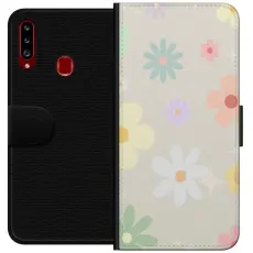 Gustaf - Pl&aring;nboksfodral till Samsung Galaxy A20s med fejdande blommor