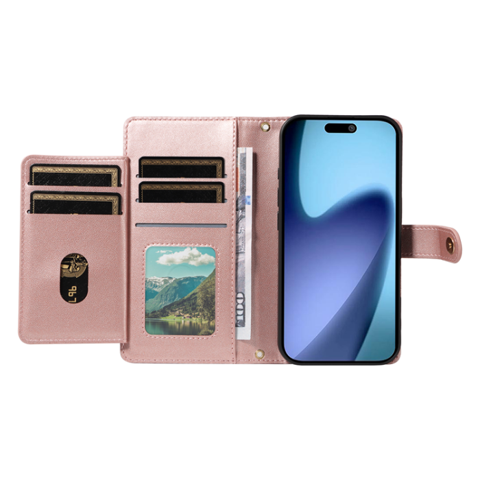 A-One Brand - iPhone Air Plånboksfodral Rhombus Läder - Roséguld