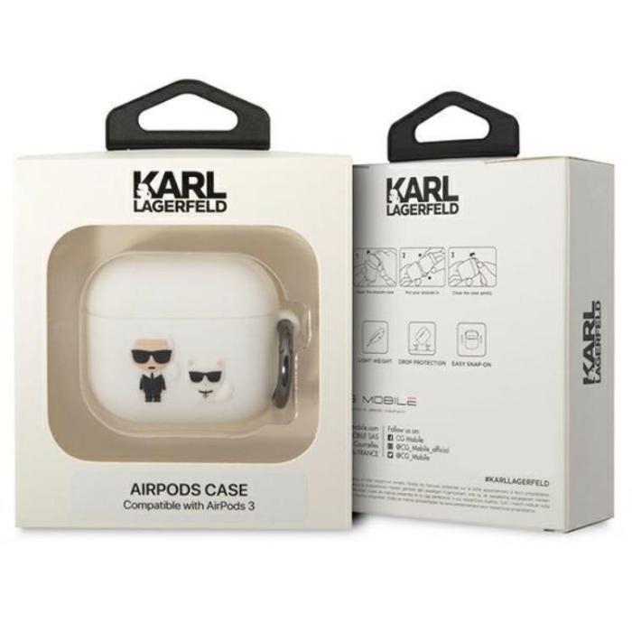 KARL LAGERFELD - KARL LAGERFELD AirPods 3 Skal Silicone Karl & Choupette - Vit