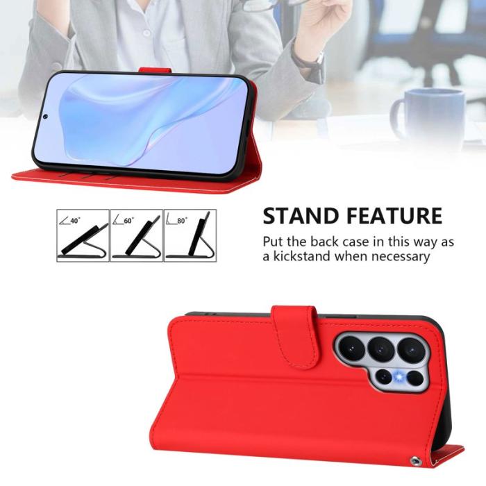 OEM - Samsung Galaxy S26 Ultra Fodral Konstläder Solid Color - Klar Röd