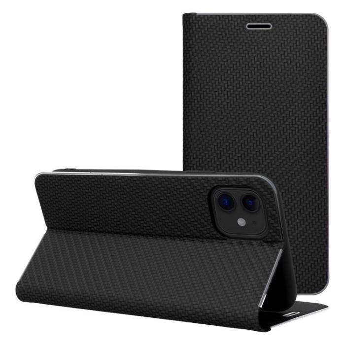OEM - iPhone 16 Plånboksfodral Luna Carbon - Svart