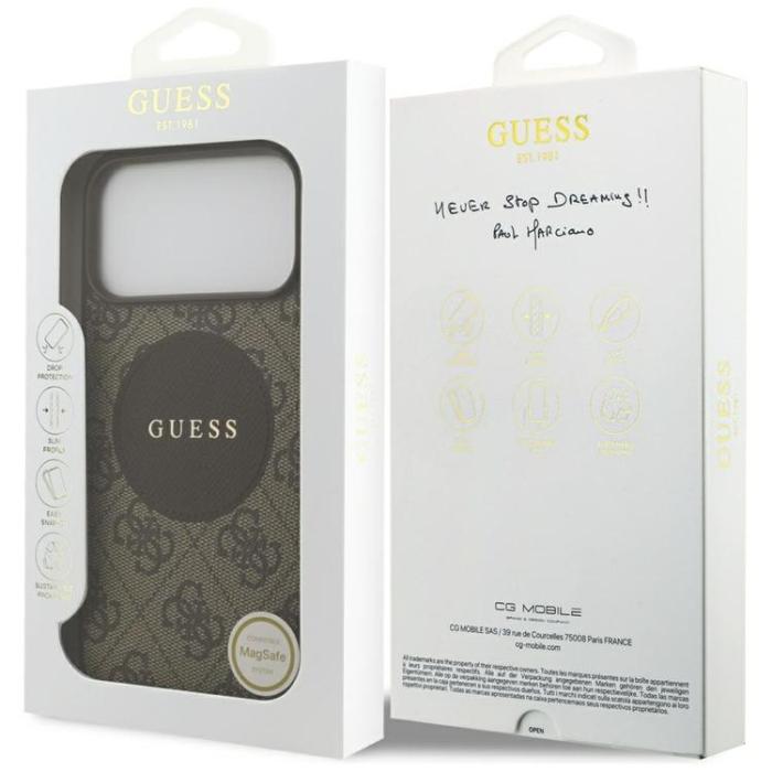 Guess - Guess iPhone 17 Pro Max Mobilskal MagSafe 4G Circle Classic Logo - Brun
