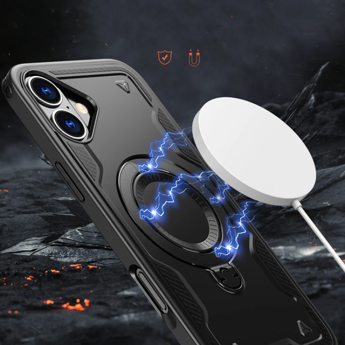 OEM - iPhone 16 Mobilskal MagSafe Hybrid Armor Trendy - Svart
