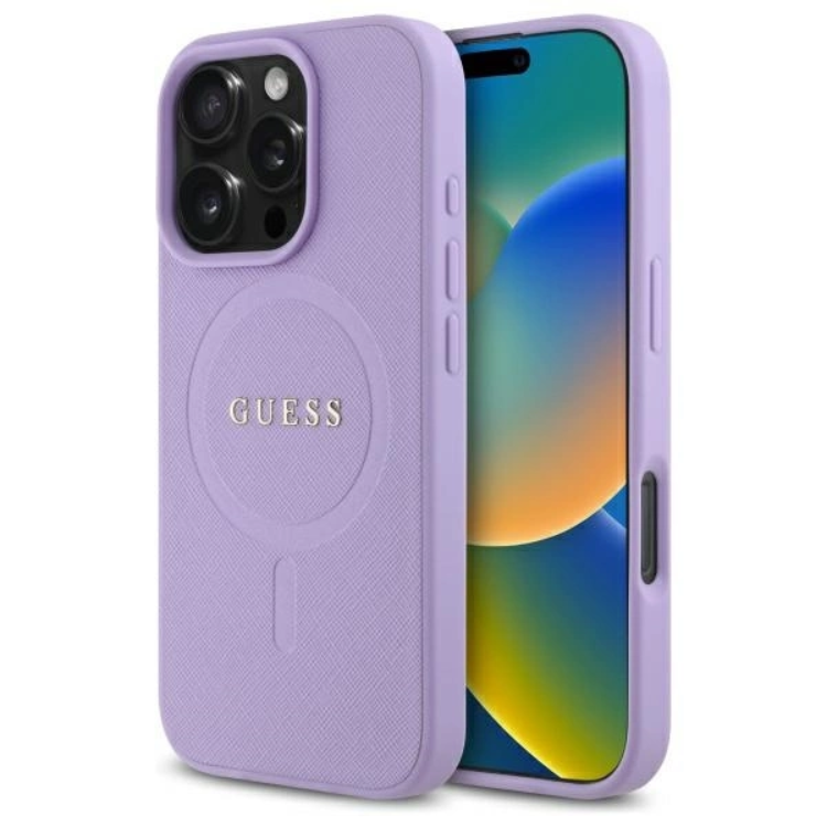 Guess iPhone 16 Pro Max Mobilskal MagSafe Saffiano - Lila | 2353 | AlltMobil
