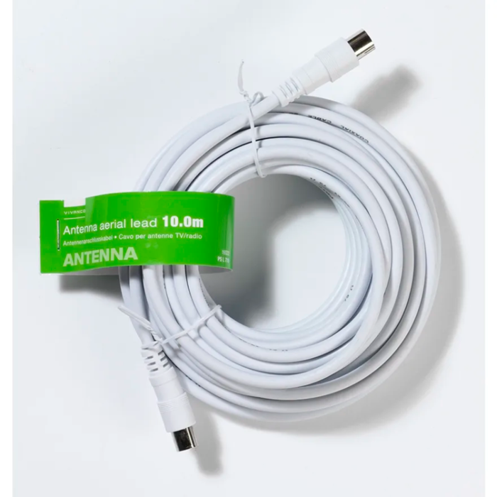 UTGATT1 - Vivanco Antenn Kabel 2x Skärmad 75dB 10m - Vit