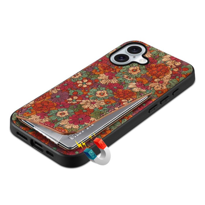 A-One Brand - iPhone 17 Mobilskal Korthållare Blommor - Sommar / Röd