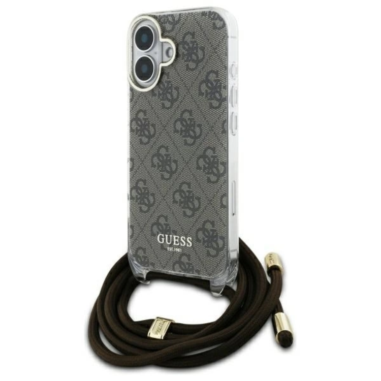 Guess iPhone 16 Mobilskal Crossbody Cord 4G Print - Brun | 2353 | AlltMobil