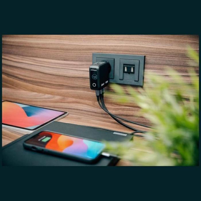 Verbatim - Verbatim Snabbladdare 100W 2xUSB-C 1xUSB-A GaN Mini EU/UK/USA - Svart
