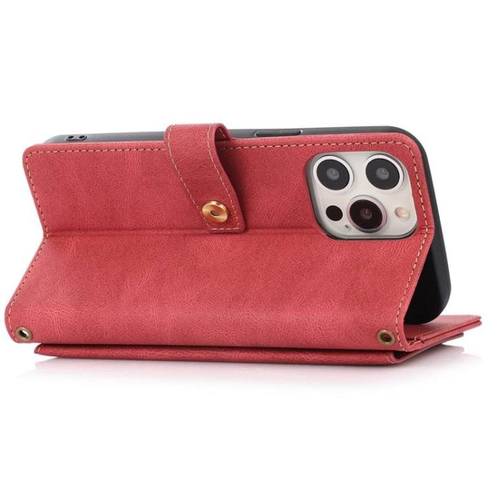 OEM - iPhone 14 Pro Plånboksfodral Flip - Röd