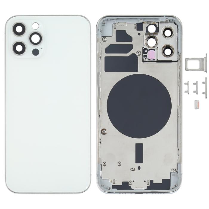 UTGATT1 - iPhone 12 Pro Komplett Baksida i Glas med Ram - Vit
