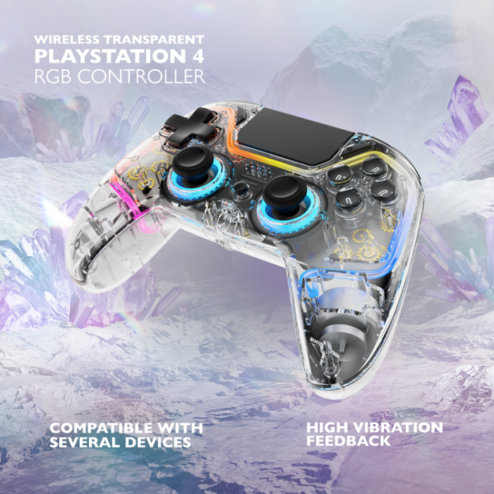 UTGATT1 - Deltaco Gaming Trådlös Controller PS4 - RGB/Transparent