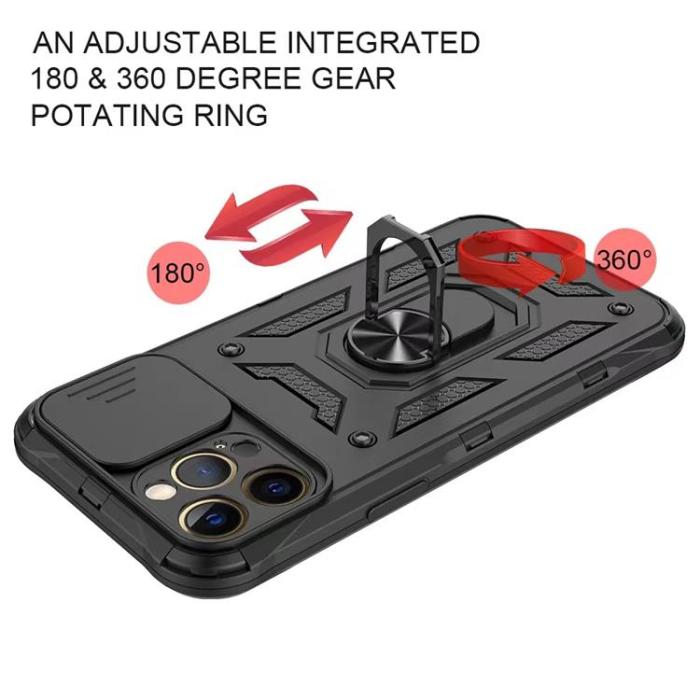 OEM - iPhone 14 Plus Skal Kameraskydd Kickstand - Svart