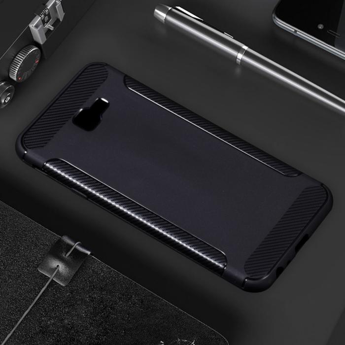 OEM - Carbon Brushed Mobilskal till Samsung Galaxy J4 Plus - Svart