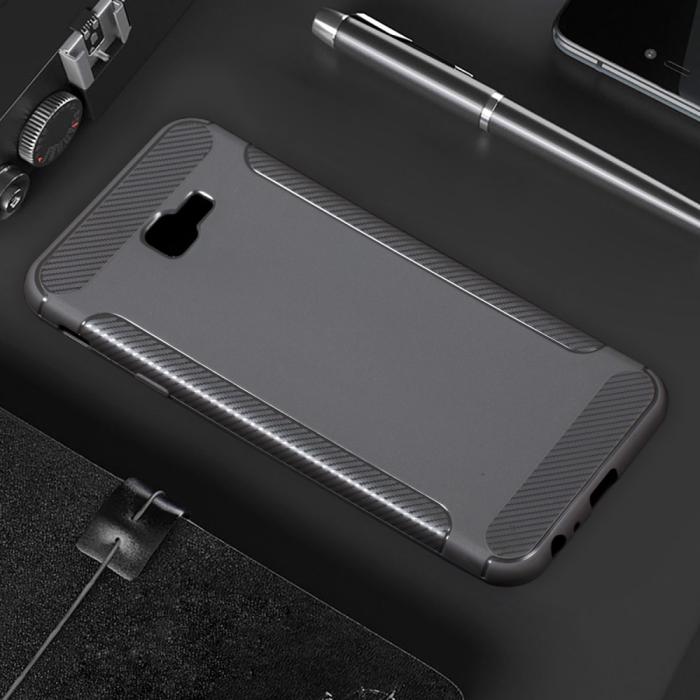 OEM - Carbon Brushed Mobilskal till Samsung Galaxy J4 Plus - Grå