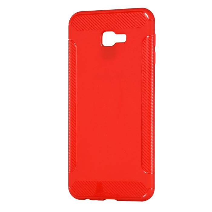 OEM - Carbon Brushed Mobilskal till Samsung Galaxy J4 Plus - Röd