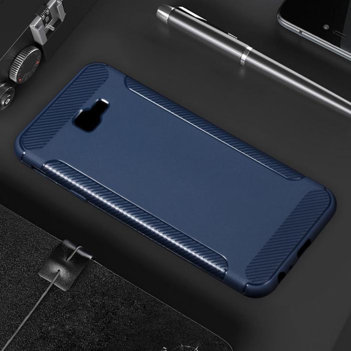 OEM - Carbon Brushed Mobilskal till Samsung Galaxy J4 Plus - Blå