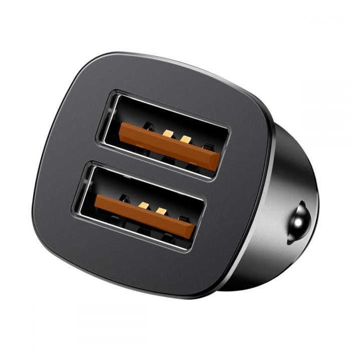 BASEUS - Baseus Mini Qc3.0 2-Port Usb Bil Laddare Svart