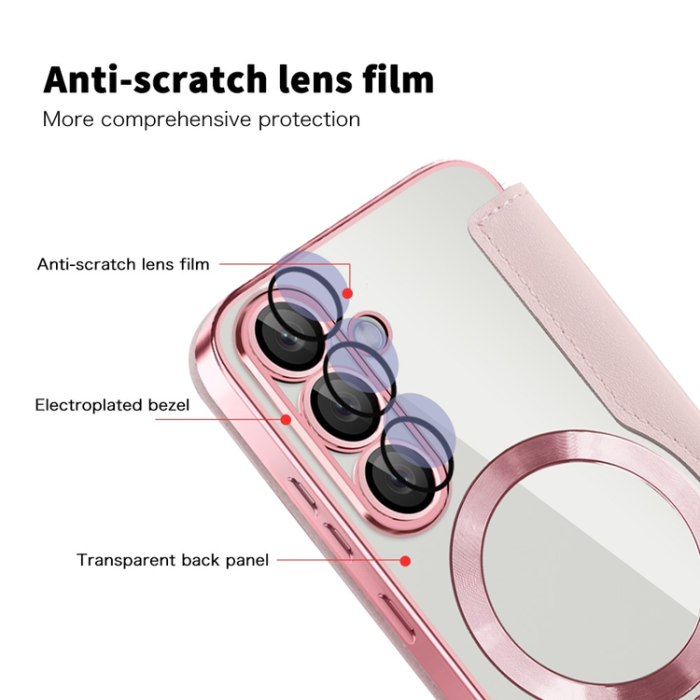 A-One Brand - Galaxy S25 Plånboksfodral MagSafe RFID Blocking - Rosa