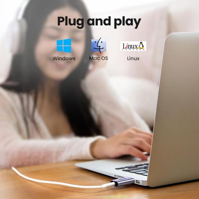 Ugreen - UGreen Adaptrar Audio - Grå