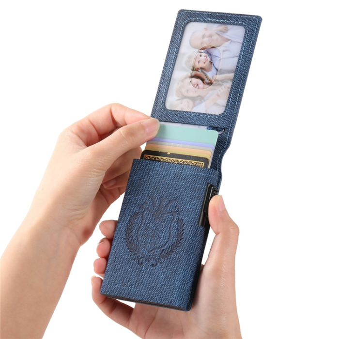 KIGC - SUTENI Korthållare Automatiskt Pop-Up Metall Imprint Jeans