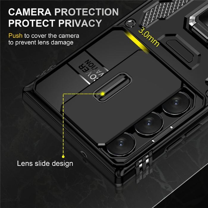 A-One Brand - Galaxy S25 Ultra Mobilskal Kickstand Slide - Svart