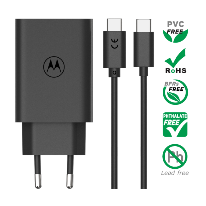 UTGATT1 - Motorola TurboPower Laddare - kabel C-C 50 Duo USB-C