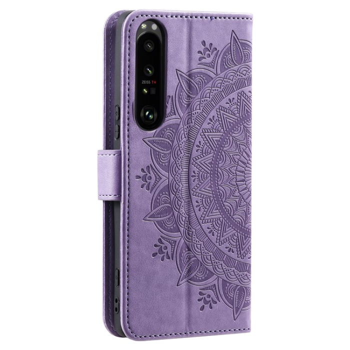 A-One Brand - Sony Xperia 1 V Plånboksfodral Imprinted Mandala Flower - Lila