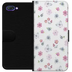 Gustaf - Pl&aring;nboksfodral till Honor 10 med Blommor och fj&auml;rillar
