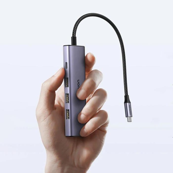 Ugreen - Ugreen 5in1 HUB USB-C Till 1xUSB-C 1xHDMI 3xUSB-A 3.0 - Grå