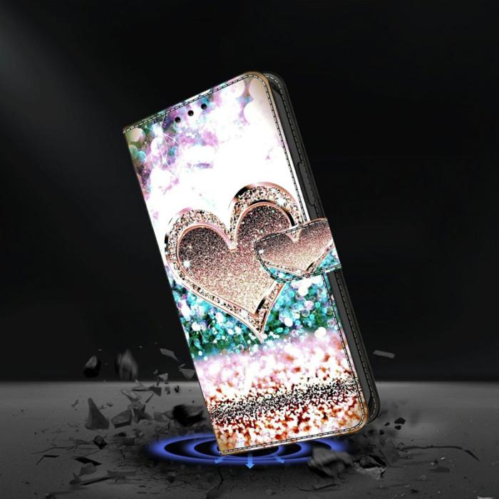 OEM - Samsung Galaxy A37 Plånboksfodral Konstläder - Rosa Diamant Hjärta